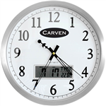 CARVEN WALL CLOCK WITH LED DATE 350MM ALUMINIUM FRAME