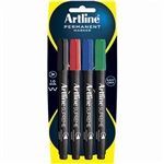 ARTLINE SUPREME PERMANENT MARKER BULLET 10MM ASSORTED PACK 4