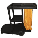 CLEANLINK JANITOR TROLLEY 3 TIER WITH LID BLACK