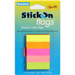 STICKON FLAGS 50 SHEETS 15 X 50MM NEON ASSORTED PACK 5