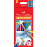 FABERCASTELL JUNIOR TRIANGULAR EXTRA THICK COLOUR PENCILS ASSORTED PACK 20