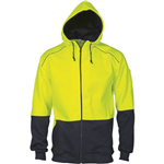 DNC HIVIS FLEECY HOODIE WITH CONTRAST PIPING 2TONE YELLOWNAVY LARGE
