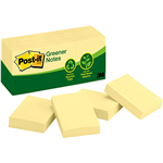 POSTIT 653RP 100 RECYCLED GREENER NOTES 35 X 48MM YELLOW PACK 12