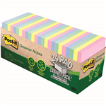 POSTIT 654R24CPAP 100 RECYCLED GREENER NOTES 76 X 76MM HELSINKI CABINET PACK 24
