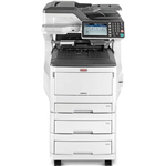 OKI MC853DNX MULTIFUNCTION COLOUR LASER PRINTER DUPLEX NETWORKED 2ND3RD PAPER TRAYS CASTER BASE A3