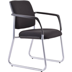 BURO LINDIS VISITOR CHAIR SLED BASE UPHOLSTERED BACK ARMS DILLON PU BLACK