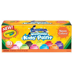 CRAYOLA WASHABLE KIDS PAINTS 59ML NEON ASSORTED PACK 10
