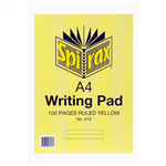 SPIRAX 412 WRITING PAD A4 100 PAGE RULED BOND YELLOW