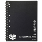 SPIRAX P600 1SUBJECT NOTEBOOK 7MM RULED SIDE OPEN A4 200 PAGE BLACK