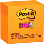 POSTIT 6545SSNO SUPER STICKY NOTES 76 X 76MM NEON ORANGE PACK 5