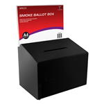 DEFLECTO BALLOT BOX LOCKABLE WITH HEADER LANDSCAPE A4 SMOKE