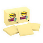 POSTIT 65412SSCY SUPER STICKY NOTES 76 X 76MM YELLOW PACK 12