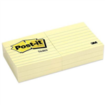 POSTIT 6306PK LINED NOTES 76 X 76MM CANARY YELLOW PACK 6
