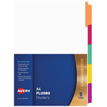 AVERY 85732 DIVIDER PLASTIC 5TAB A4 FLUORESCENT MULTI COLOURS