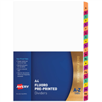 AVERY 85743 DIVIDER PLASTIC A4 AZ RAINBOW FLUORESCENT TAB