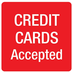 APLI SELF ADHESIVE SIGN CREDIT CARDS ACCEPTED 114MM REDWHITE