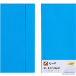 QUILL DL COLOURED ENVELOPES PLAINFACE STRIP SEAL 80GSM 110 X 220MM MARINE BLUE PACK 25