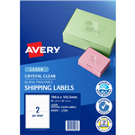 AVERY 959066 L7566 CRYSTAL CLEAR SHIPPING LABEL 2UP CLEAR PACK 25