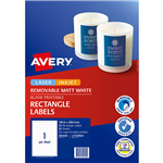 AVERY 959150 L7167REV REMOVEABLE MULTIPURPOSE LABEL LASERINKJET 1UP MATT WHITE PACK 25