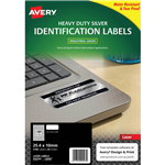 AVERY 959200 L6008 DURABLE METALLIC HEAVY DUTY LABELS 189UP SILVER PACK 20