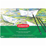 DERWENT ACADEMY WATERCOLOUR PENCILS ASSORTED TIN 36