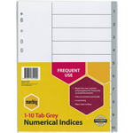 MARBIG INDEX DIVIDER PP 110 TAB A4 GREY