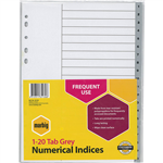 MARBIG INDEX DIVIDER PP 120 TAB A4 GREY