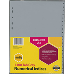 MARBIG INDEX DIVIDER PP 1100 TAB A4 GREY