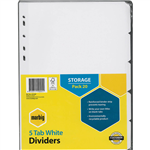 MARBIG DIVIDER MANILLA 5TAB A4 WHITE PACK 20
