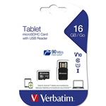 VERBATIM TABLET MICROSD CARD WITH USB READER 16GB BLACK