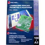 REXEL LAMINATING POUCH 100 MICRON A3 CLEAR PACK 100