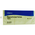 INITIATIVE REPOSITIONAL NOTES 40 X 50MM YELLOW PACK 12