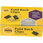 MARBIG FOLDBACK CLIP 19MM BOX 12