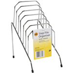 MARBIG STEP FILE WIRE ORGANISER RACK 6 SLOTS SMALL CHROME