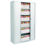 AVERY 20261OGA20126 TAMBOUR CABINET LATERAL FILING PACKAGE 5 SHELVES 1980 X 1200 X 500MM OYSTER GREY
