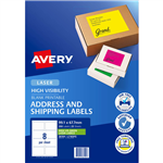 AVERY 36104 L7165FG HIGH VISIBILITY SHIPPING LABEL LASER 8UP FLUORO GREEN BOX 25