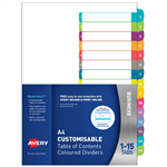 AVERY 922006 L741115 CUSTOMISABLE TABLE OF CONTENTS COLOURED DIVIDER 115 TAB A4