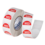 AVERY 937331 REMOVABLE DAY LABEL WEDNESDAY 24MM REDWHITE BOX 1000