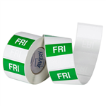 AVERY 937340 REMOVABLE DAY LABEL FRIDAY 40 X 40MM GREENWHITE BOX 500