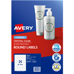 AVERY 959164 L6112C MULTIPURPOSE LABELS 40MM ROUND CLEAR PACK 240