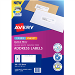 AVERY 959418 L7159 QUICK PEEL ADDRESS LABEL WITH SURE FEED LASER 24UP WHITE PACK 10