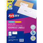 AVERY 959419 L7651 QUICK PEEL ADDRESS LABEL WITH SURE FEED LASER 65UP WHITE PACK 10