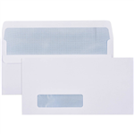 CUMBERLAND DLX ENVELOPES SECRETIVE WALLET WINDOWFACE 28 X 95 SELF SEAL 80GSM 235 X 120MM WHITE BOX 500
