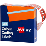 AVERY 43272 LATERAL FILE LABEL SIDE TAB YEAR CODE 22 25 X 38MM ORANGE BOX 500