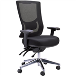 BURO METRO II 247 TASK CHAIR HIGH MESH BACK 3LEVER POLISHED ALUMINIUM BASE ARMS BLACK
