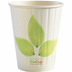 BIOPAK BIOCUP DOUBLE WALL CUP 250ML WHITE LEAF PACK 50