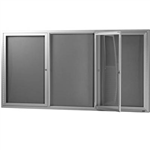 VISIONCHART BE NOTICED NOTICE CASE 3 HINGED DOOR 1830 X 915MM SILVER FRAME GREY BACKING