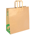 BIOPAK KRAFT PAPER BAGS FLAT HANDLE SMALL 275 X 280 X 150MM CARTON 250
