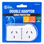 THE BRUTE POWER CO DOUBLE ADAPTOR FLAT LEFT WITH SURGE PROTECTION