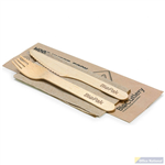 BIOPAK COATED 100 WOOD CUTLERY SET 160MM PACK 100